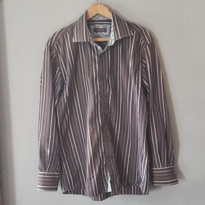 Men's Medium Zagiri Brown Button Up Dress Shirt